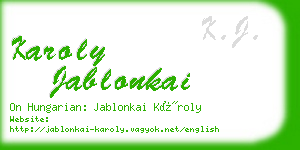 karoly jablonkai business card